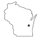 Outline map of Wisconsin with star on Appleton